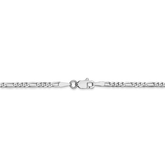 14k White Gold 2.25mm Flat Figaro Chain Anklet, 9 Inch - Picture 3 of 5